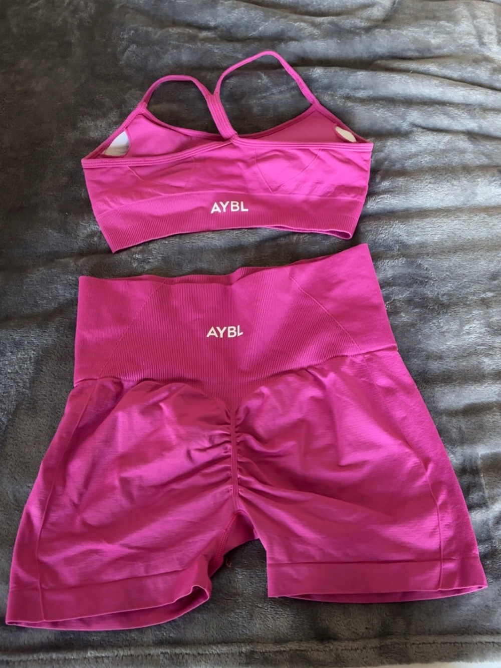 AYBL Hot Pink Seamless Sports Bra & High-Waist Shorts Set